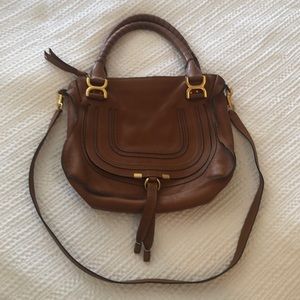 Chloe Marcie Medium Tan satchel crossover bag